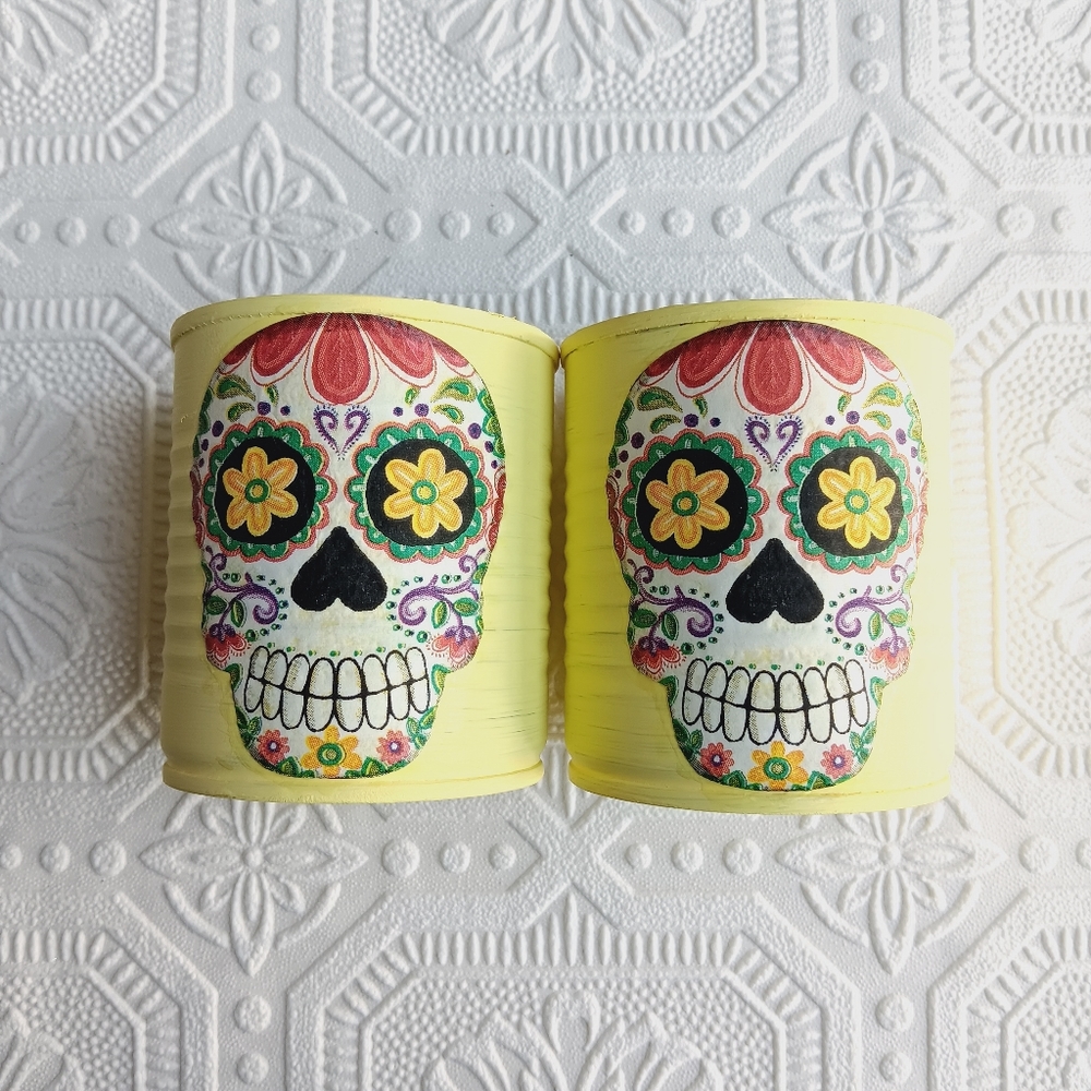 Day of The Dead Decoupage Can Decor 2 pc